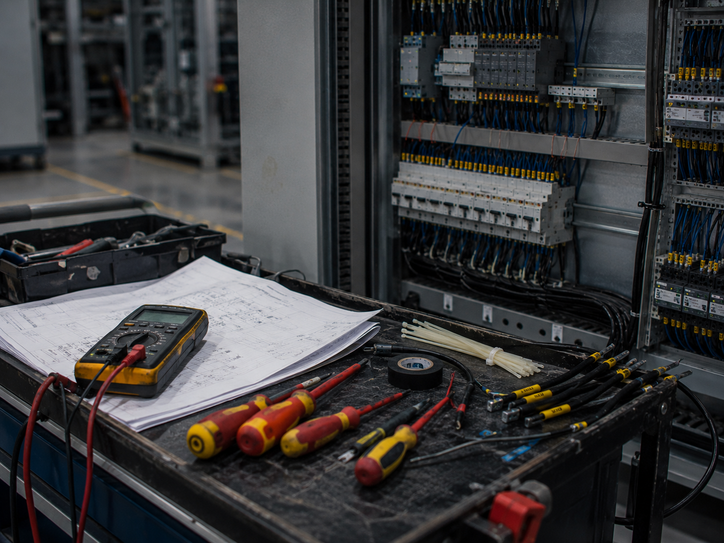 Tools and diagnostics during service of an industrial electrical system